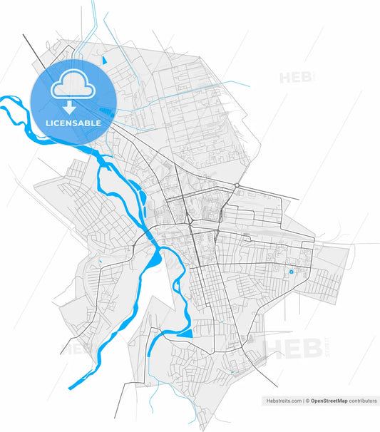 Nevinnomyssk, Stavropol Krai, Russia, high resolution vector map - Instant download PDF and JPG