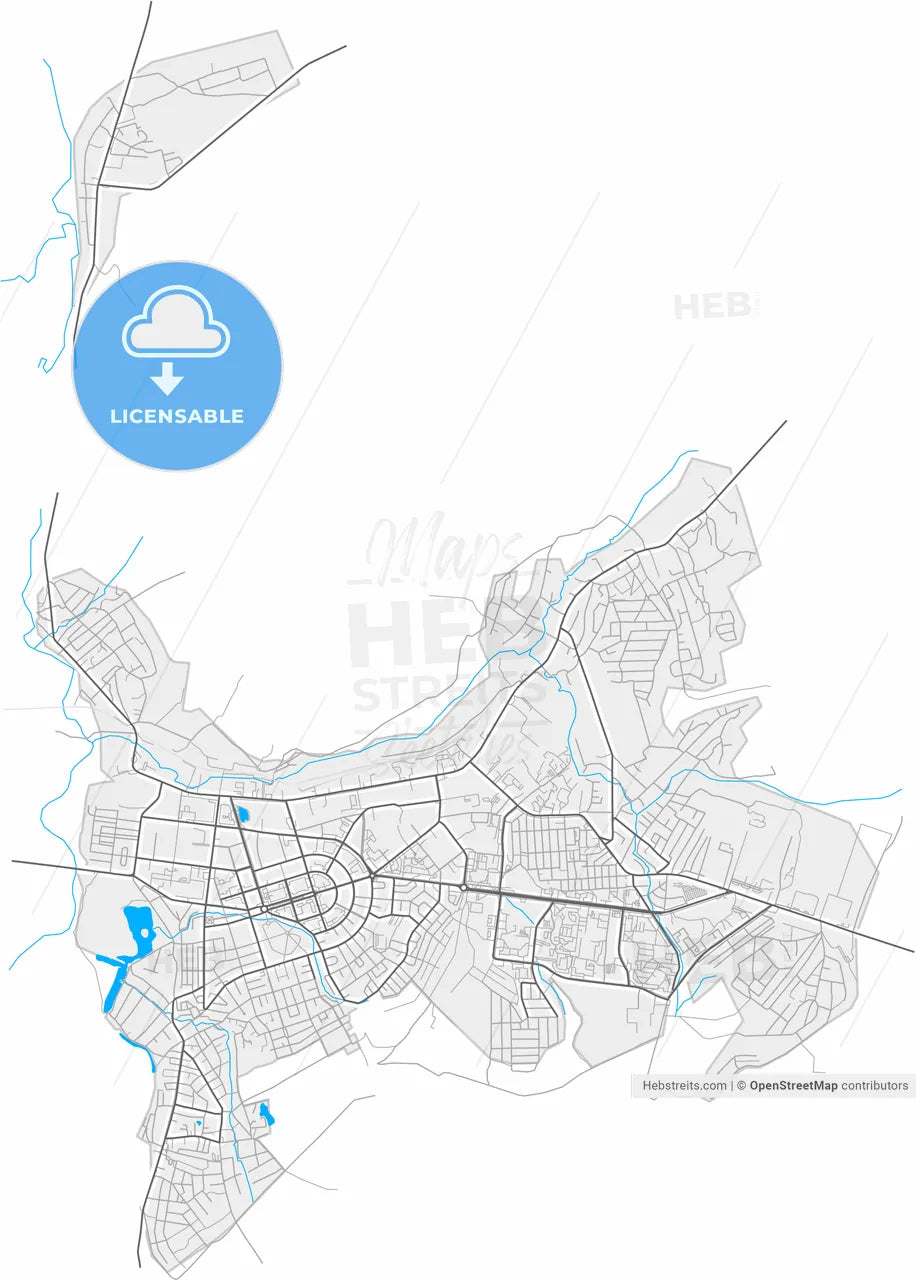 Oktyabrsky, Republic of Bashkortostan, Russia, high resolution vector map - Instant download PDF and JPG