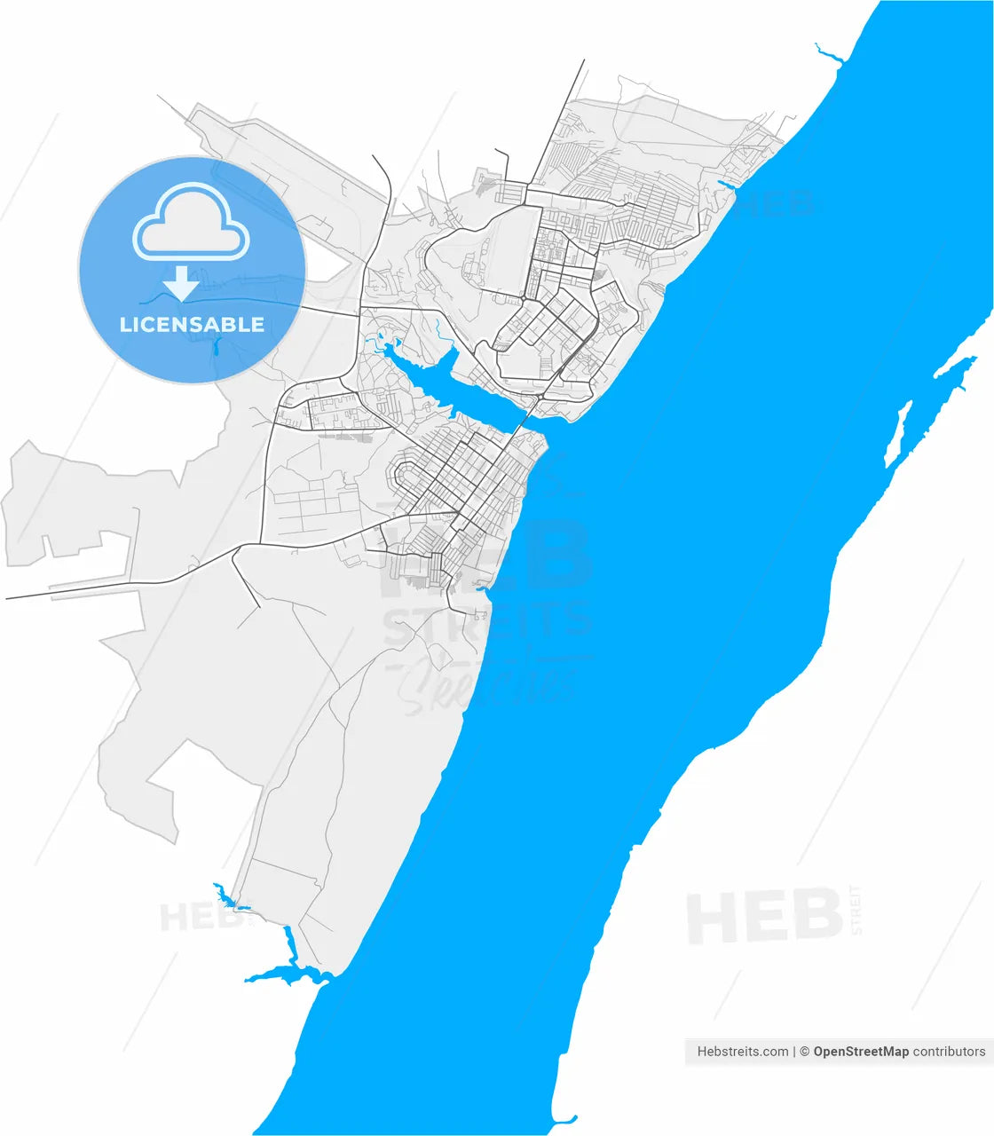 Kamyshin, Volgograd Oblast, Russia, high resolution vector map - Instant download PDF and JPG