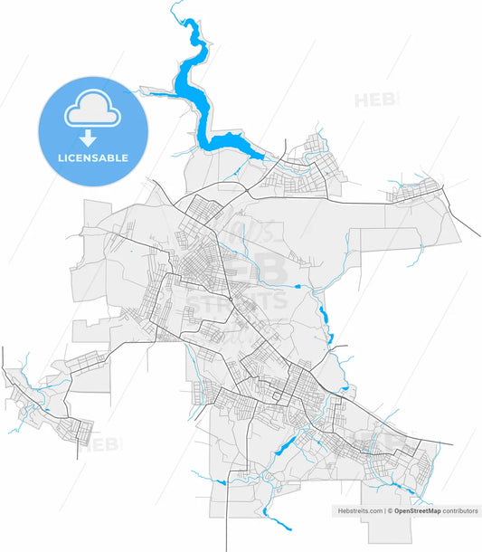 Novoshakhtinsk, Rostov Oblast, Russia, high resolution vector map - Instant download PDF and JPG