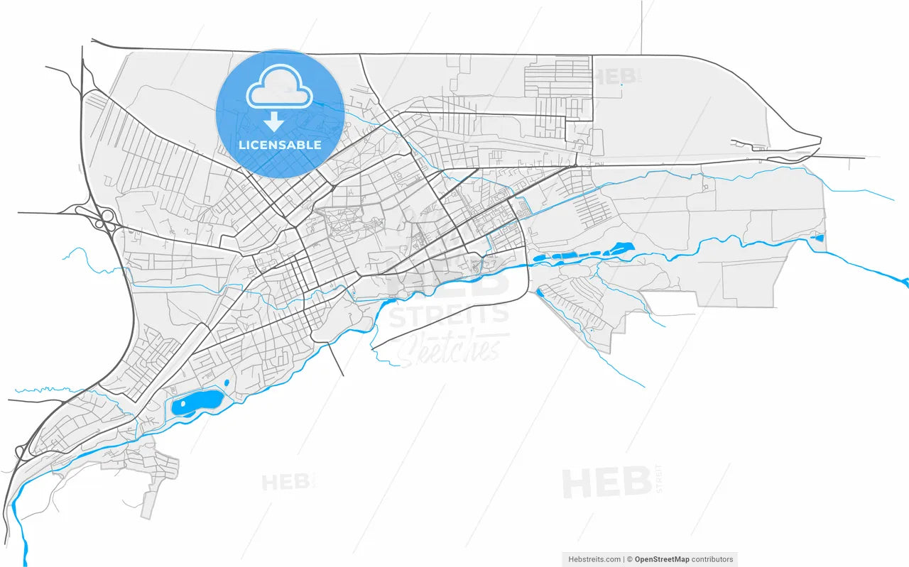 Yessentuki, Stavropol Krai, Russia, high resolution vector map - Instant download PDF and JPG