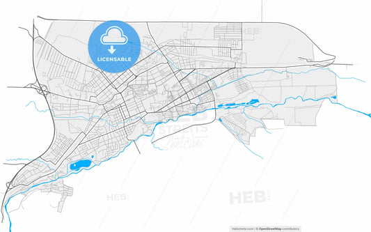 Yessentuki, Stavropol Krai, Russia, high resolution vector map - Instant download PDF and JPG
