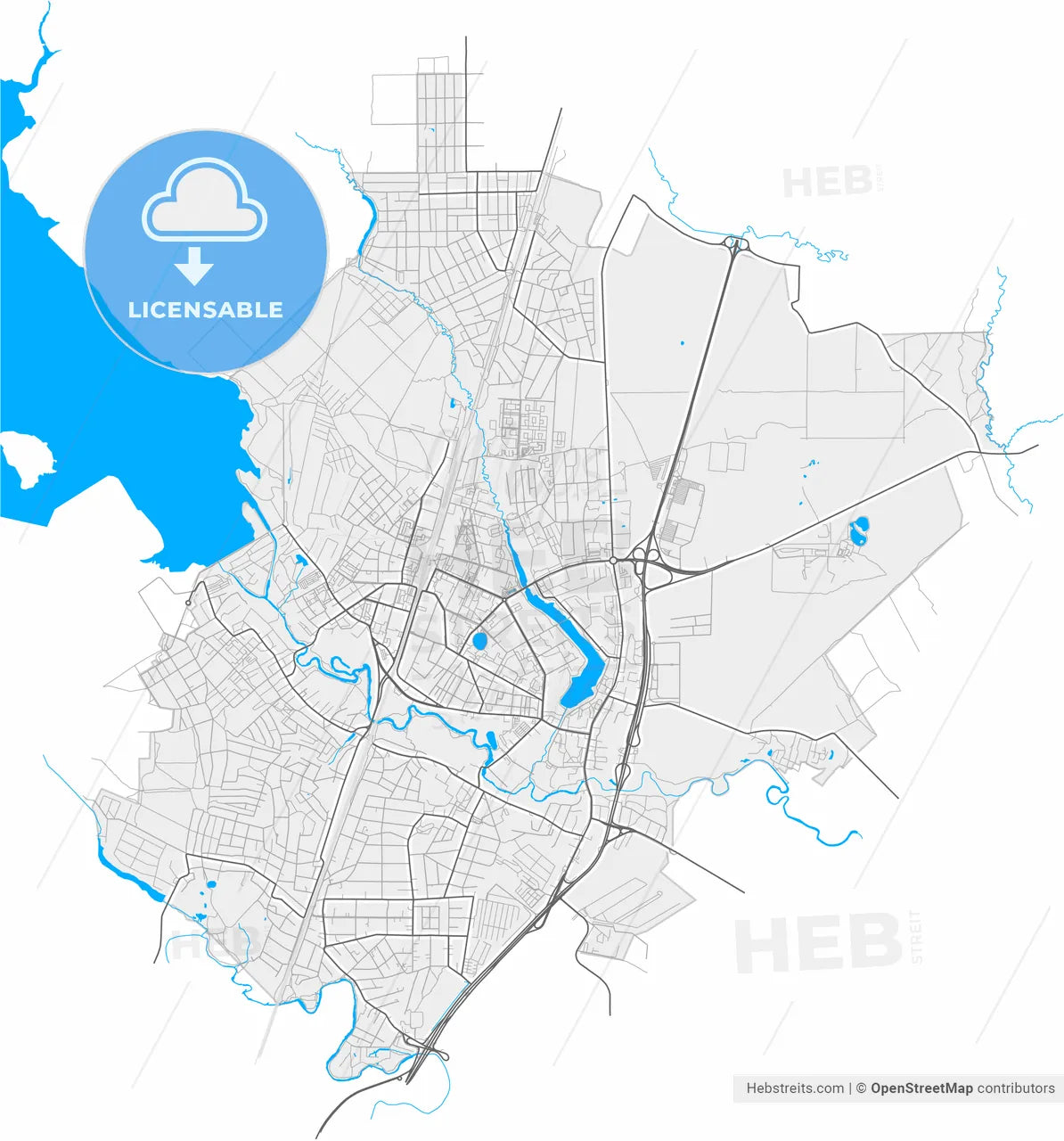 Pushkino, Moscow Oblast, Russia, high resolution vector map - Instant download PDF and JPG