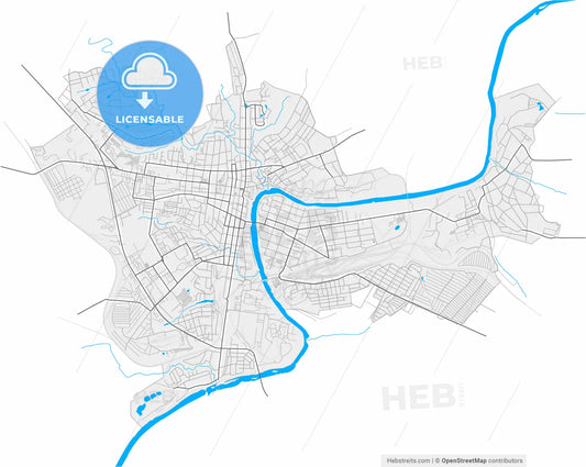 Yelets, Lipetsk Oblast, Russia, high resolution vector map - Instant download PDF and JPG