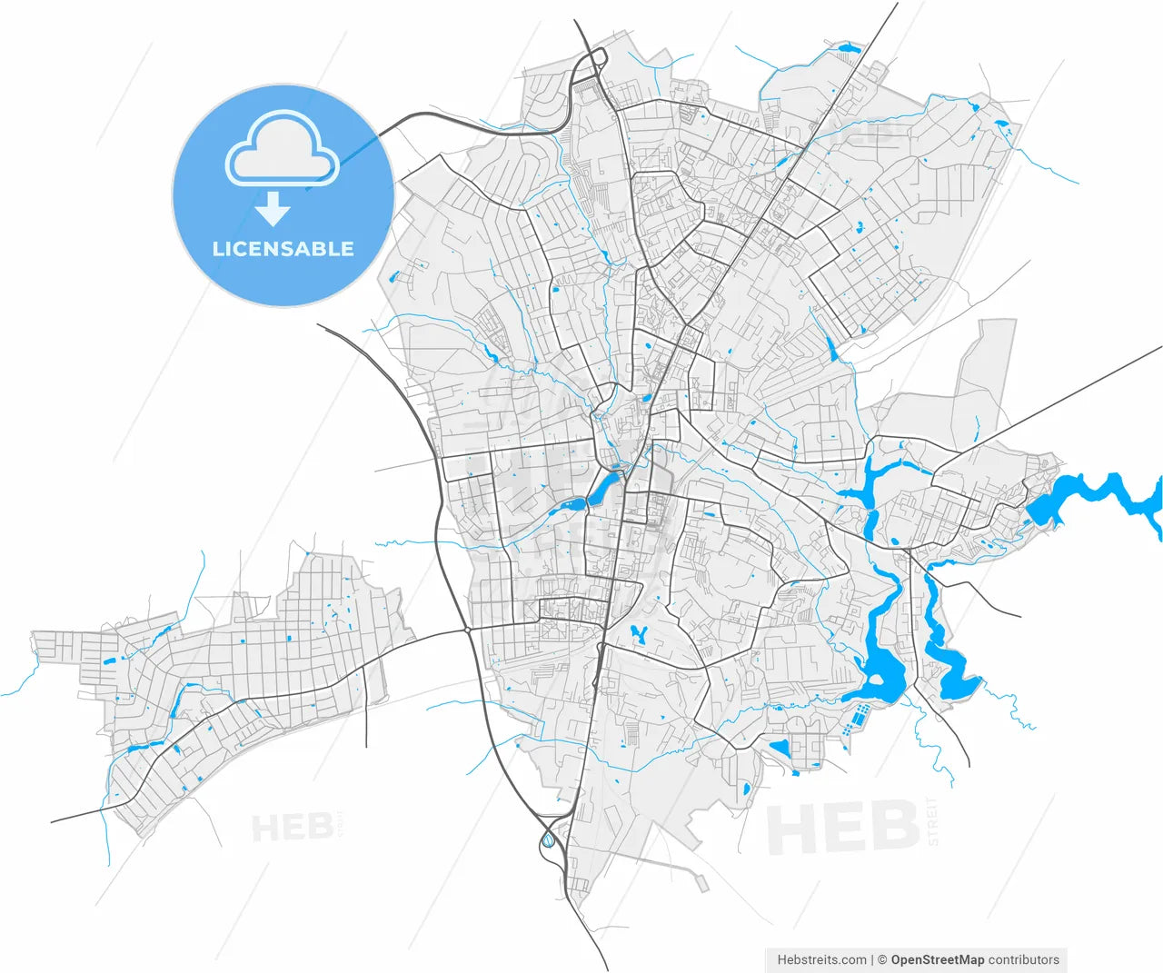 Sergiyev Posad, Moscow Oblast, Russia, high resolution vector map - Instant download PDF and JPG