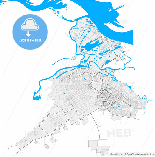 Novokuybyshevsk, Samara Oblast, Russia, high resolution vector map - Instant download PDF and JPG