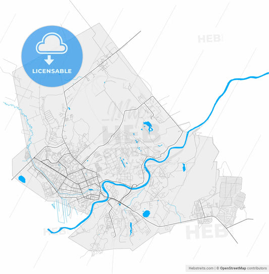 Ukhta, Komi Republic, Russia, high resolution vector map - Instant download PDF and JPG