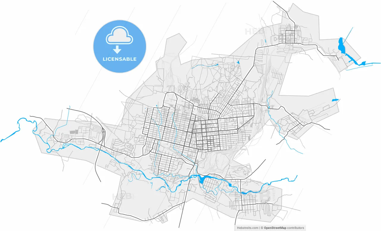 Serov, Sverdlovsk Oblast, Russia, high resolution vector map - Instant download PDF and JPG