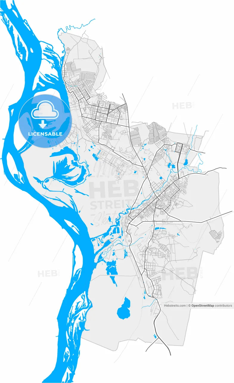 Solikamsk, Perm Krai, Russia, high resolution vector map - Instant download PDF and JPG