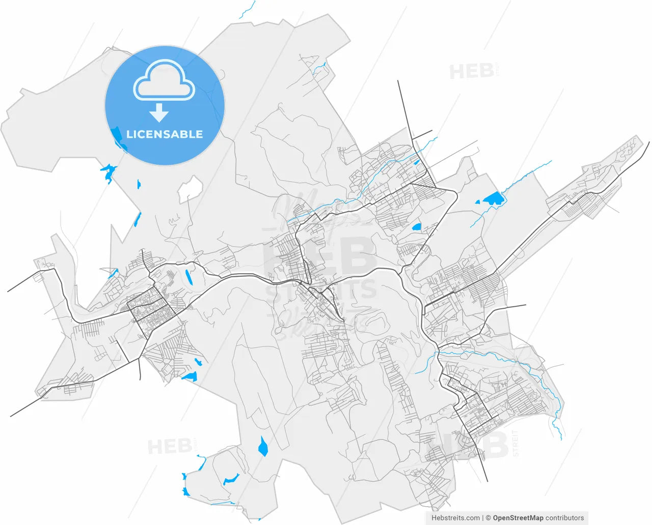 Kiselyovsk, Kemerovo Oblast, Russia, high resolution vector map - Instant download PDF and JPG