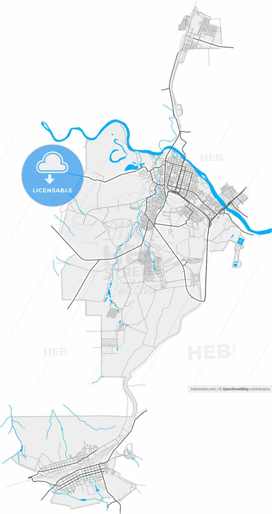 Kamensk-Shakhtinsky, Rostov Oblast, Russia, high resolution vector map - Instant download PDF and JPG
