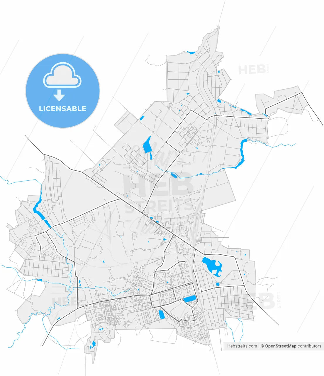 Lobnya, Moscow Oblast, Russia, high resolution vector map - Instant download PDF and JPG