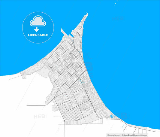Yeysk, Krasnodar Krai, Russia, high resolution vector map - Instant download PDF and JPG