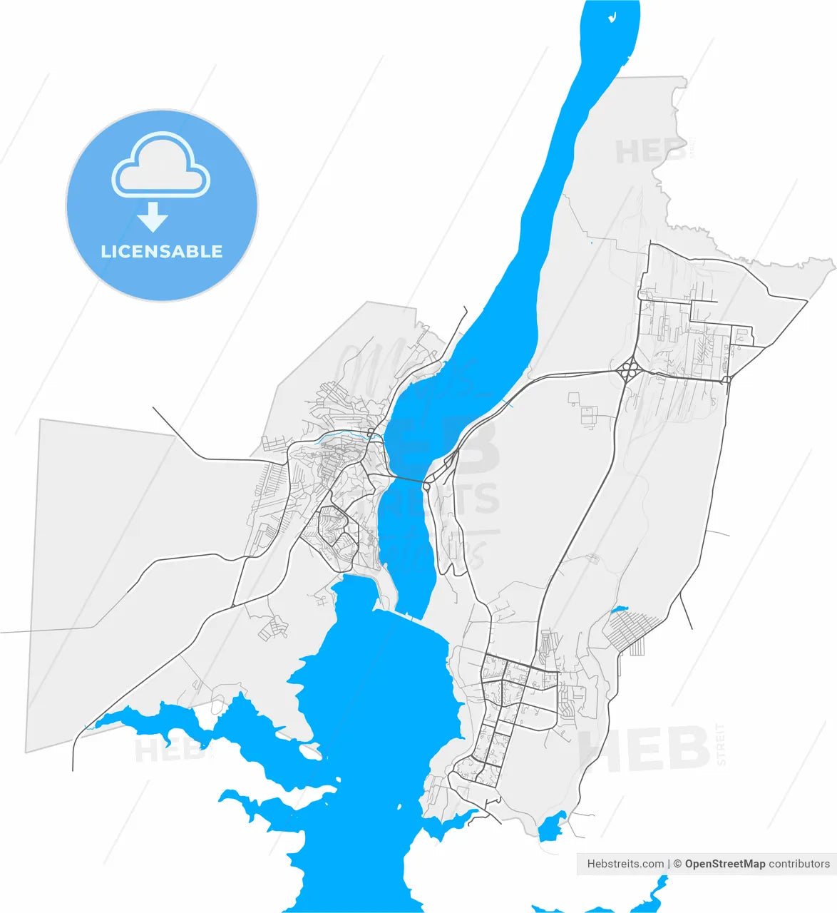 Ust-Ilimsk, Irkutsk Oblast, Russia, high resolution vector map - Instant download PDF and JPG