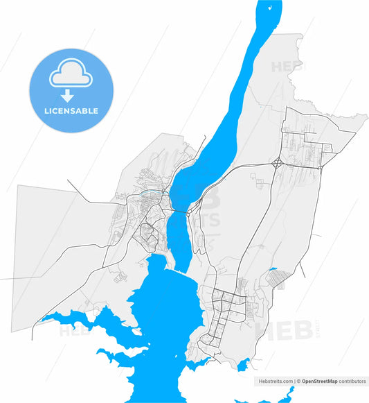 Ust-Ilimsk, Irkutsk Oblast, Russia, high resolution vector map - Instant download PDF and JPG