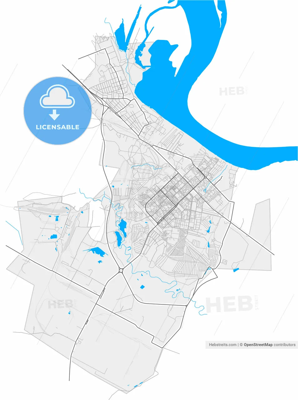 Kstovo, Nizhny Novgorod Oblast, Russia, high resolution vector map - Instant download PDF and JPG