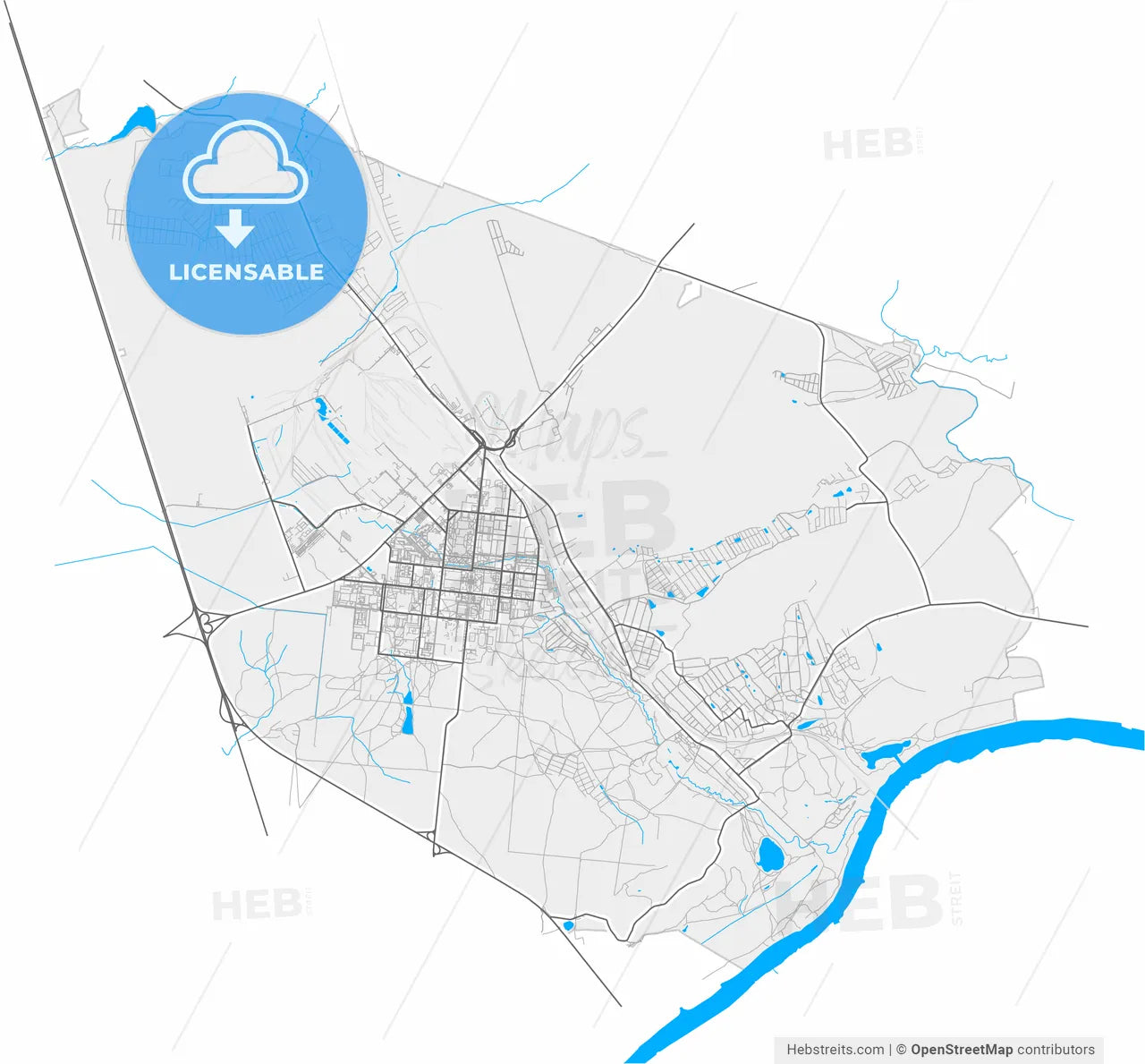 Stupino, Moscow Oblast, Russia, high resolution vector map - Instant download PDF and JPG