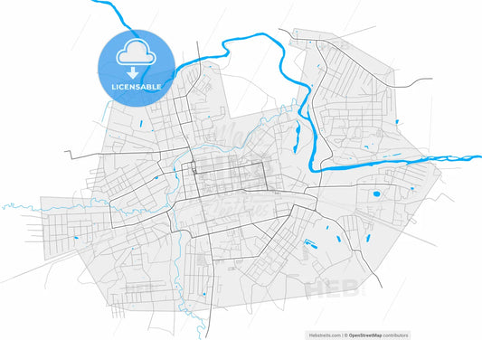 Pavlovsky Posad, Moscow Oblast, Russia, high resolution vector map - Instant download PDF and JPG