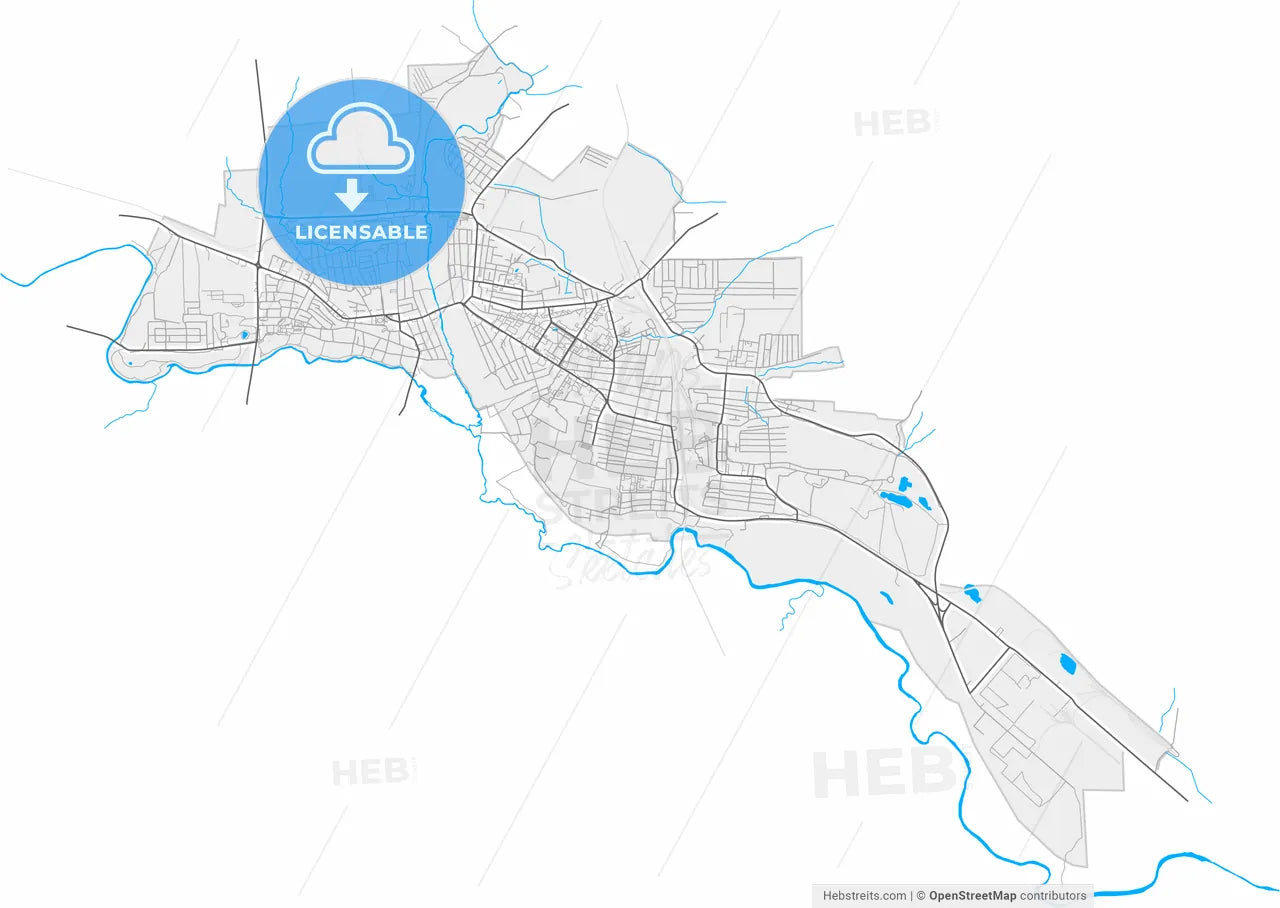 Rossosh, Voronezh Oblast, Russia, high resolution vector map - Instant download PDF and JPG