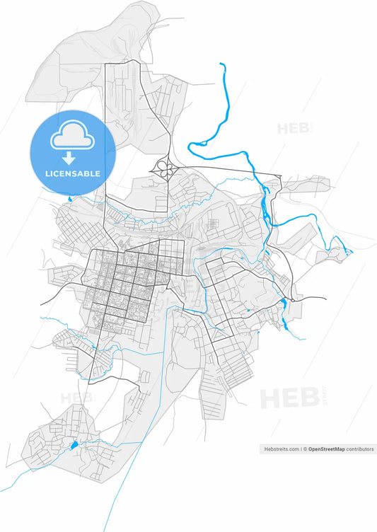 Revda, Sverdlovsk Oblast, Russia, high resolution vector map - Instant download PDF and JPG
