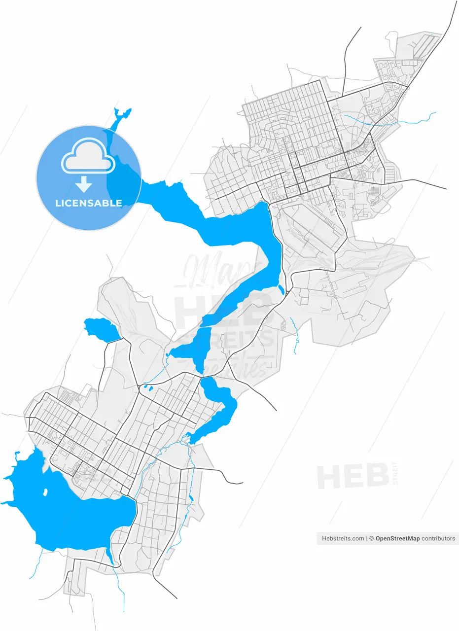 Polevskoy, Sverdlovsk Oblast, Russia, high resolution vector map - Instant download PDF and JPG