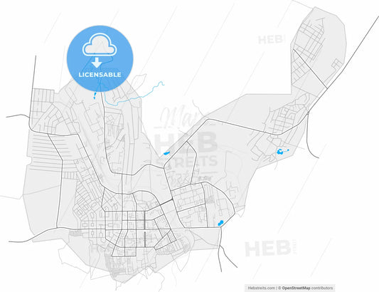 Kumertau, Republic of Bashkortostan, Russia, high resolution vector map - Instant download PDF and JPG