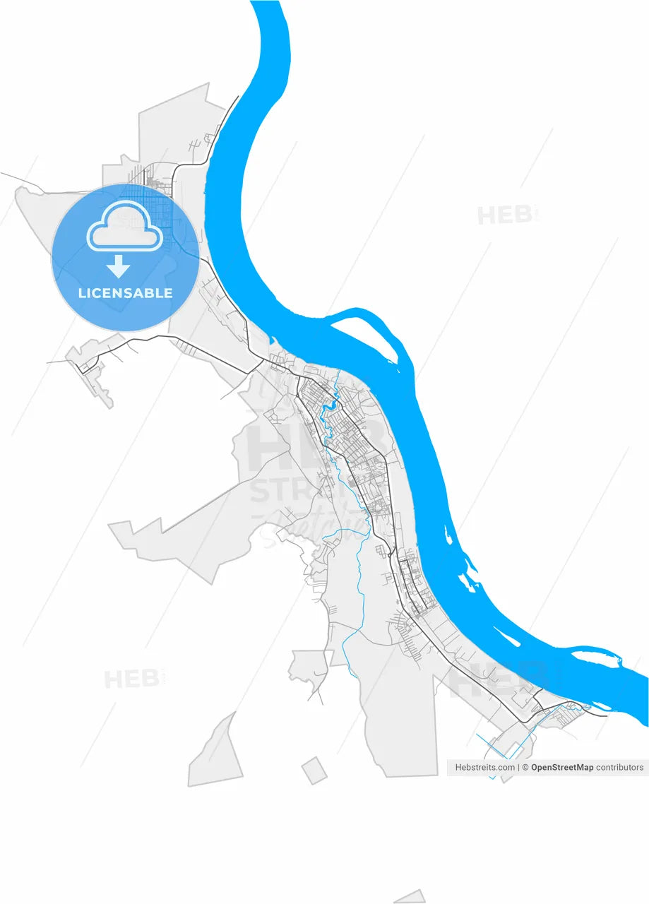 Lesosibirsk, Krasnoyarsk Krai, Russia, high resolution vector map - Instant download PDF and JPG