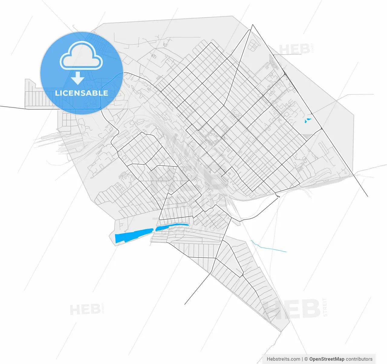 Tikhoretsk, Krasnodar Krai, Russia, high resolution vector map - Instant download PDF and JPG