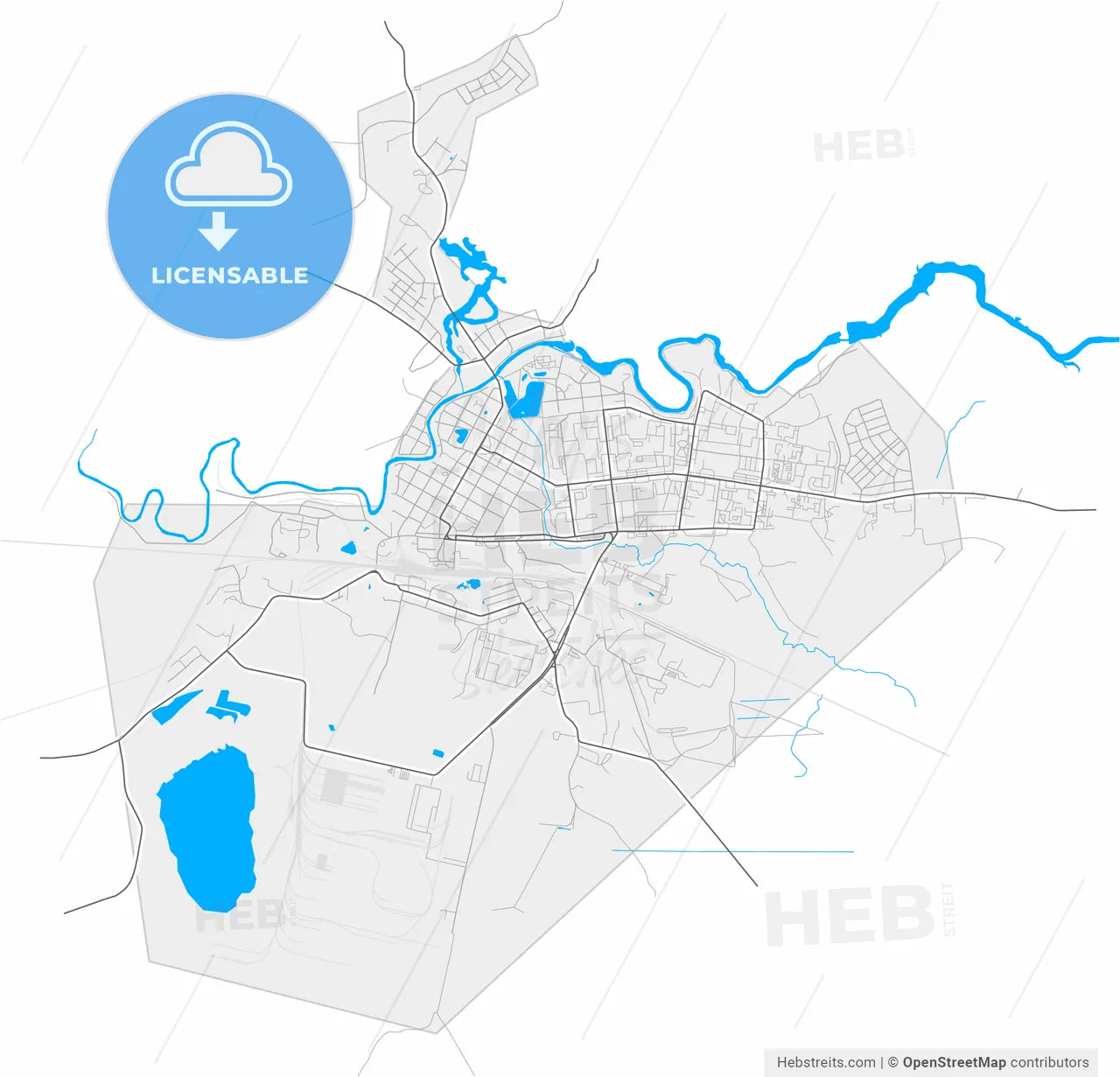 Tikhvin, Leningrad Oblast, Russia, high resolution vector map - Instant download PDF and JPG