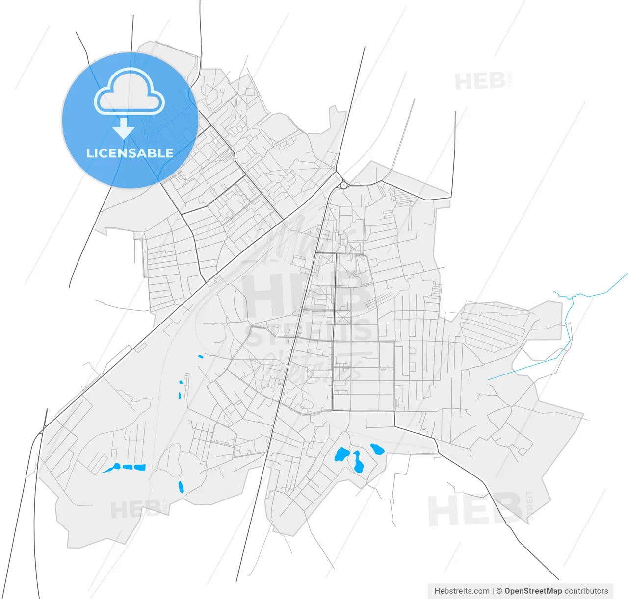 Shchyokino, Tula Oblast, Russia, high resolution vector map - Instant download PDF and JPG