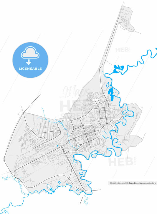 Nyagan, Khanty-Mansi Autonomous Okrug-Yugra, Russia, high resolution vector map - Instant download PDF and JPG