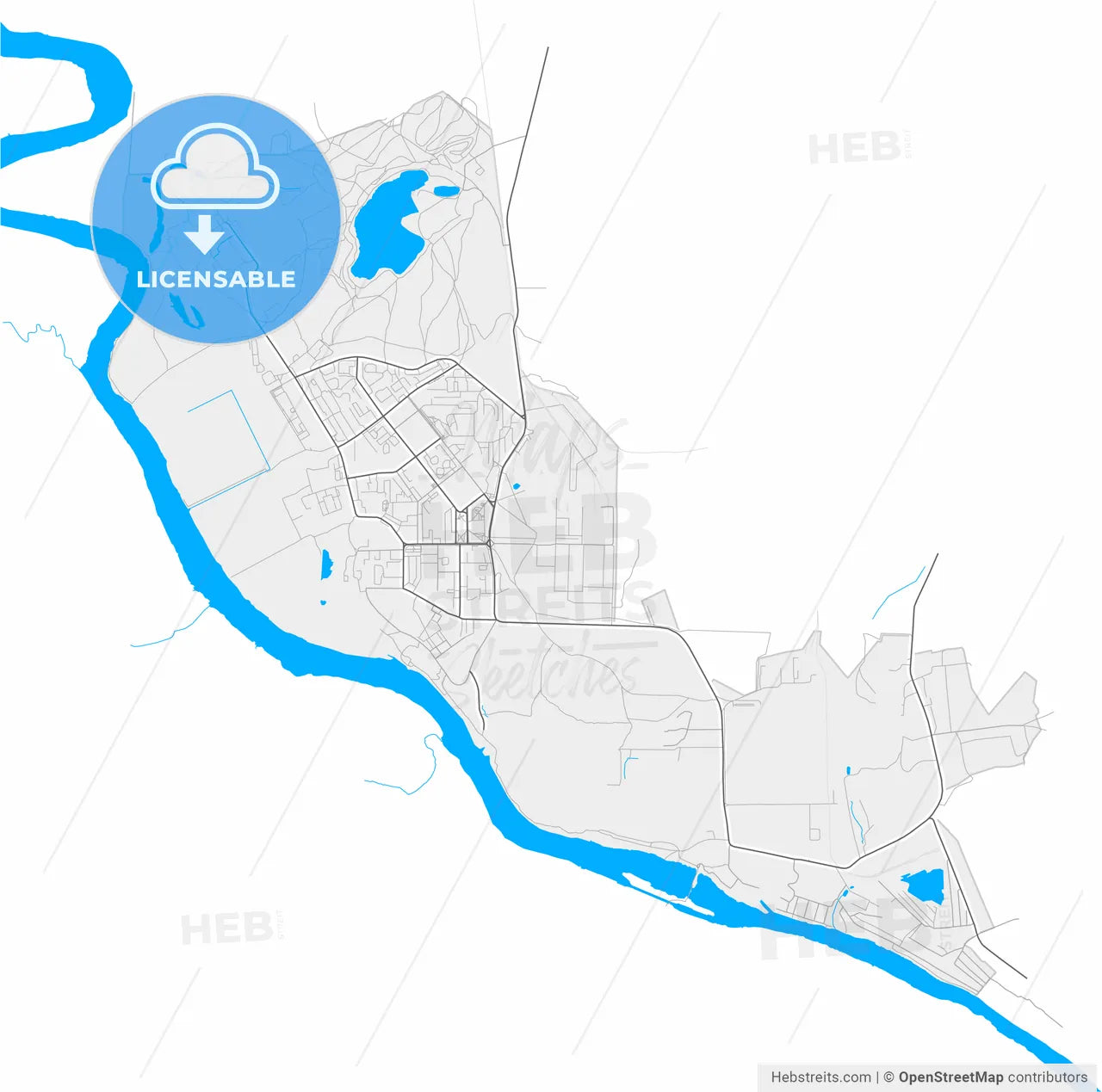 Lytkarino, Moscow Oblast, Russia, high resolution vector map - Instant download PDF and JPG