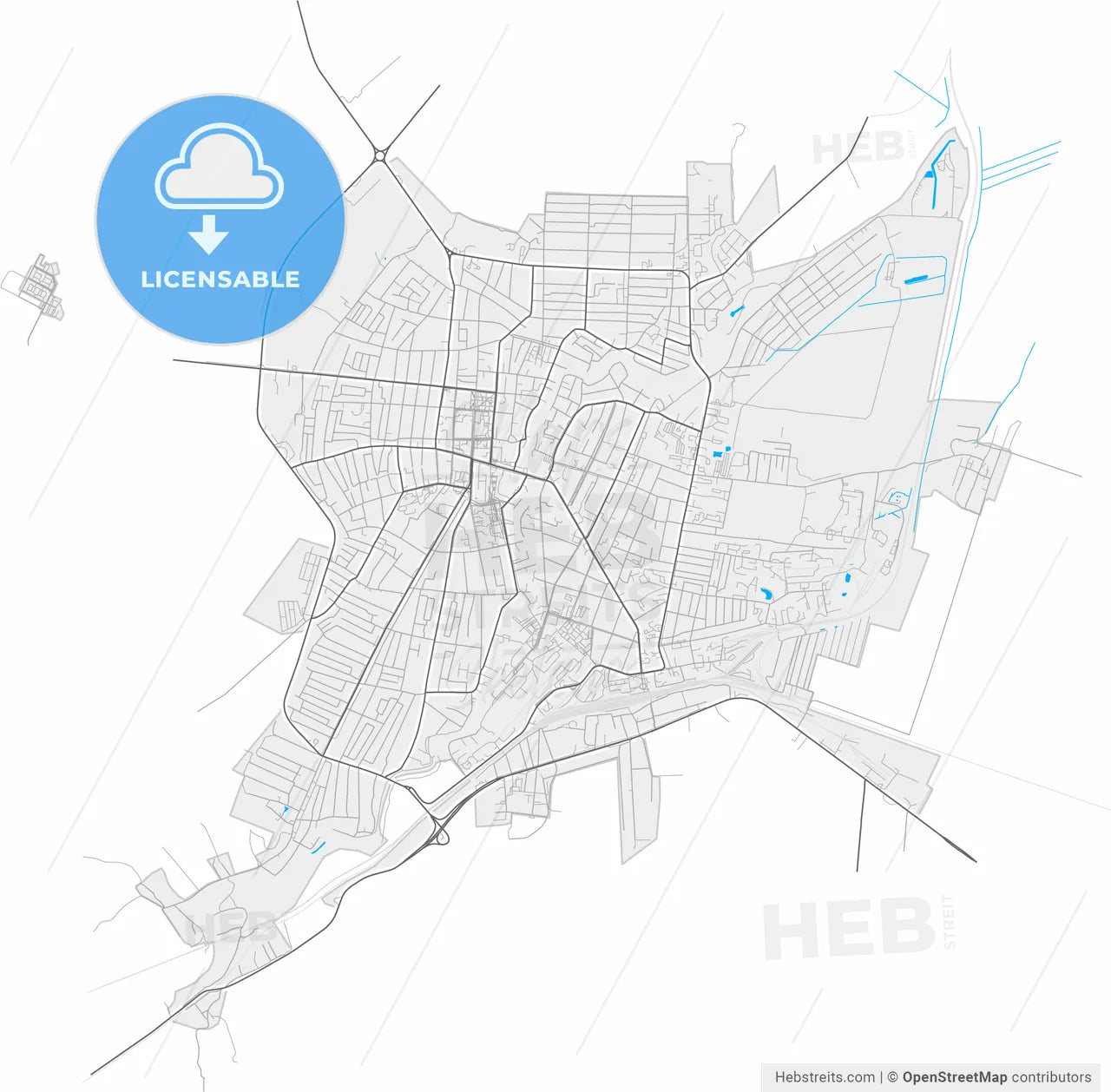 Krymsk, Krasnodar Krai, Russia, high resolution vector map - Instant download PDF and JPG