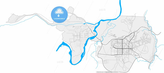 Neryungri, Sakha , Russia, high resolution vector map - Instant download PDF and JPG