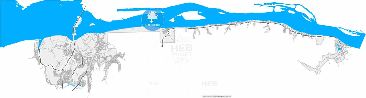 Zhigulyovsk, Samara Oblast, Russia, high resolution vector map - Instant download PDF and JPG