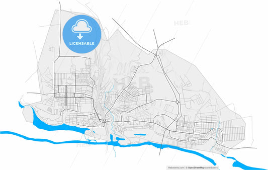 Liski, Voronezh Oblast, Russia, high resolution vector map - Instant download PDF and JPG