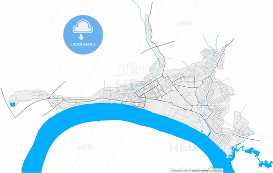 Krasnokamsk, Perm Krai, Russia, high resolution vector map - Instant download PDF and JPG