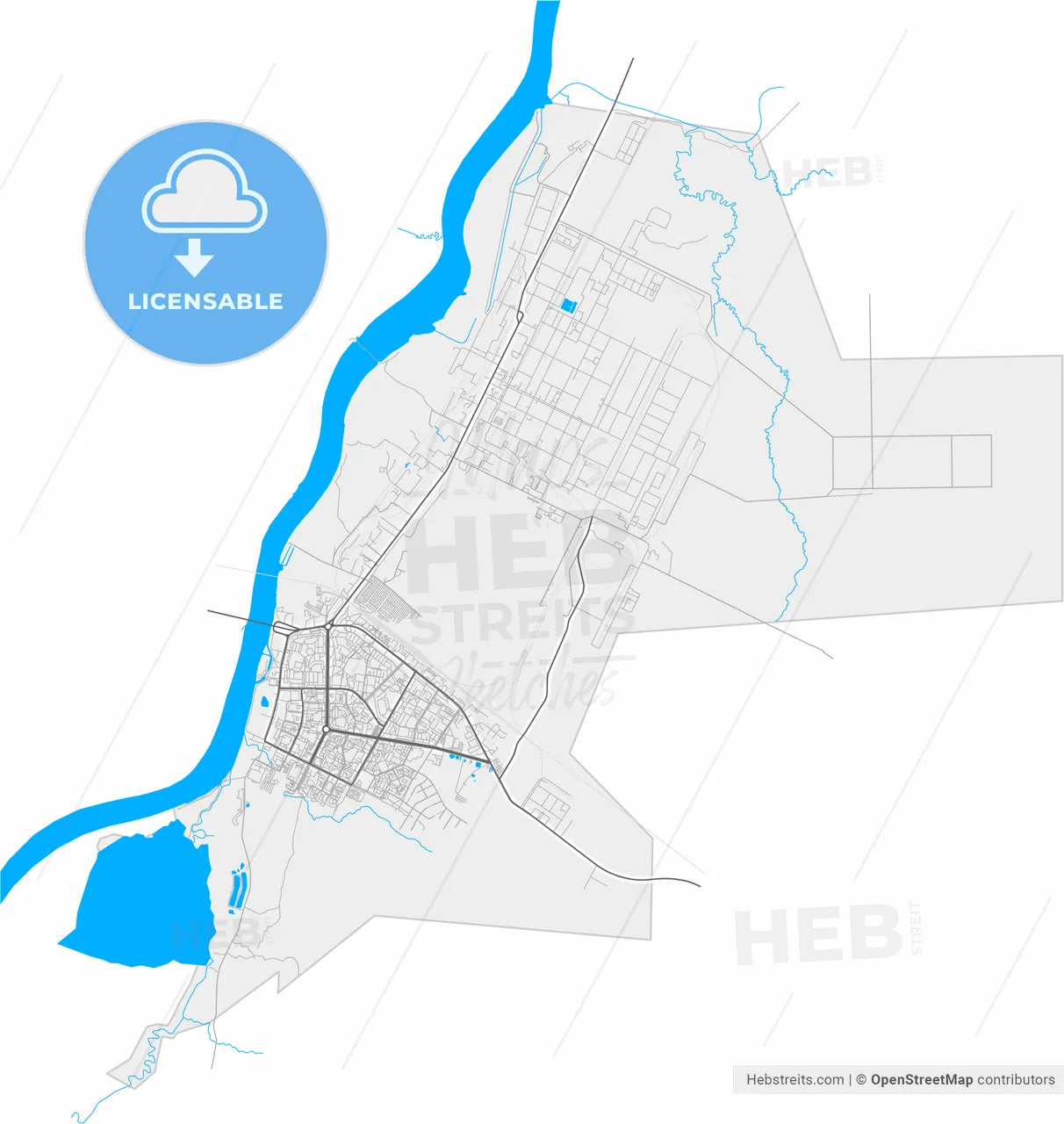 Kirishi, Leningrad Oblast, Russia, high resolution vector map - Instant download PDF and JPG