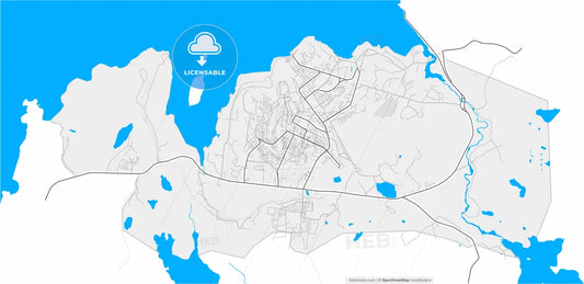 Severomorsk, Murmansk Oblast, Russia, high resolution vector map - Instant download PDF and JPG