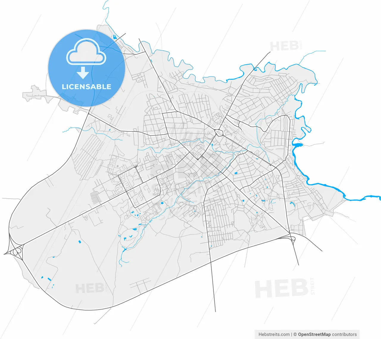 Roslavl, Smolensk Oblast, Russia, high resolution vector map - Instant download PDF and JPG