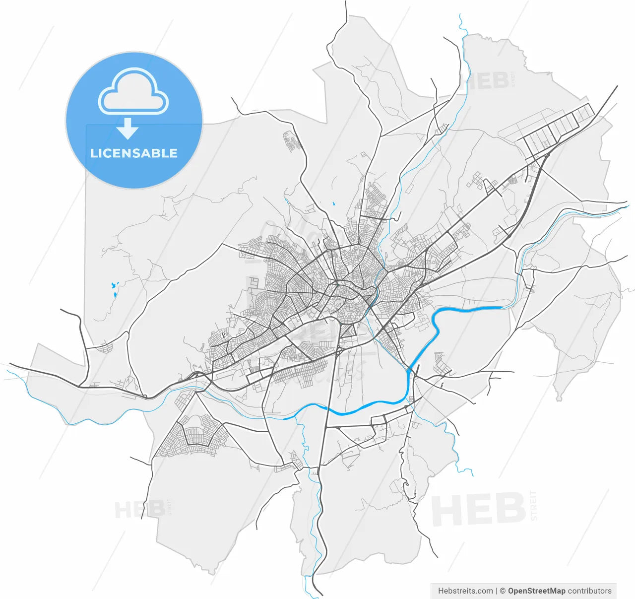 Sivas, Sivas, Turkey, high resolution vector map - Instant download PDF and JPG