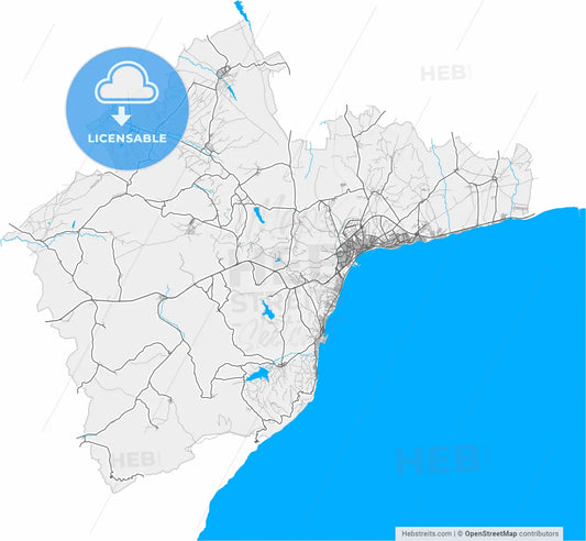 Tekirdağ, Tekirdağ, Turkey, high resolution vector map - Instant download PDF and JPG