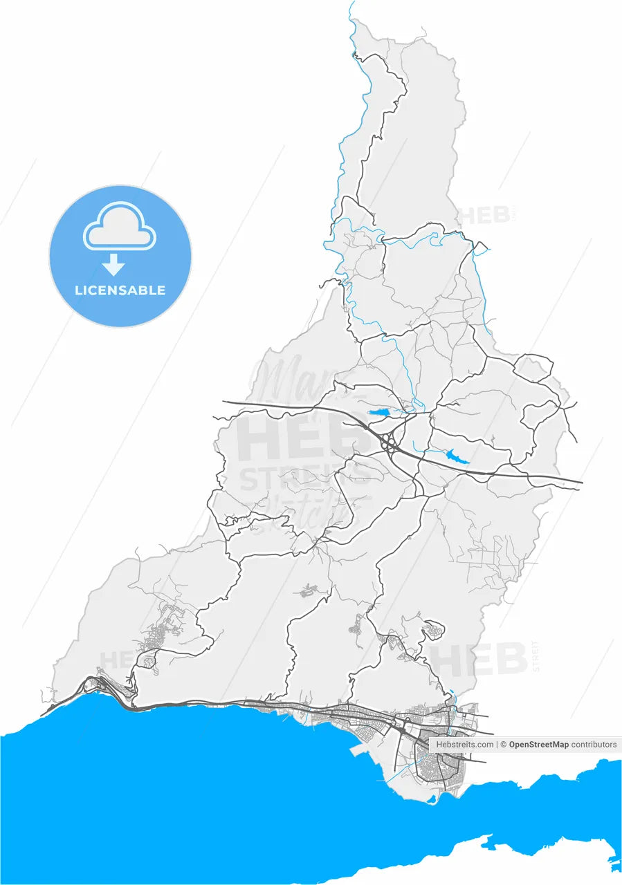 Körfez, Kocaeli, Turkey, high resolution vector map - Instant download PDF and JPG