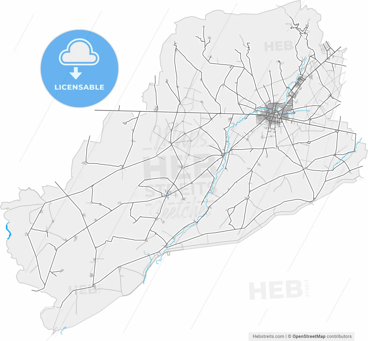 Kızıltepe, Mardin, Turkey, high resolution vector map - Instant download PDF and JPG