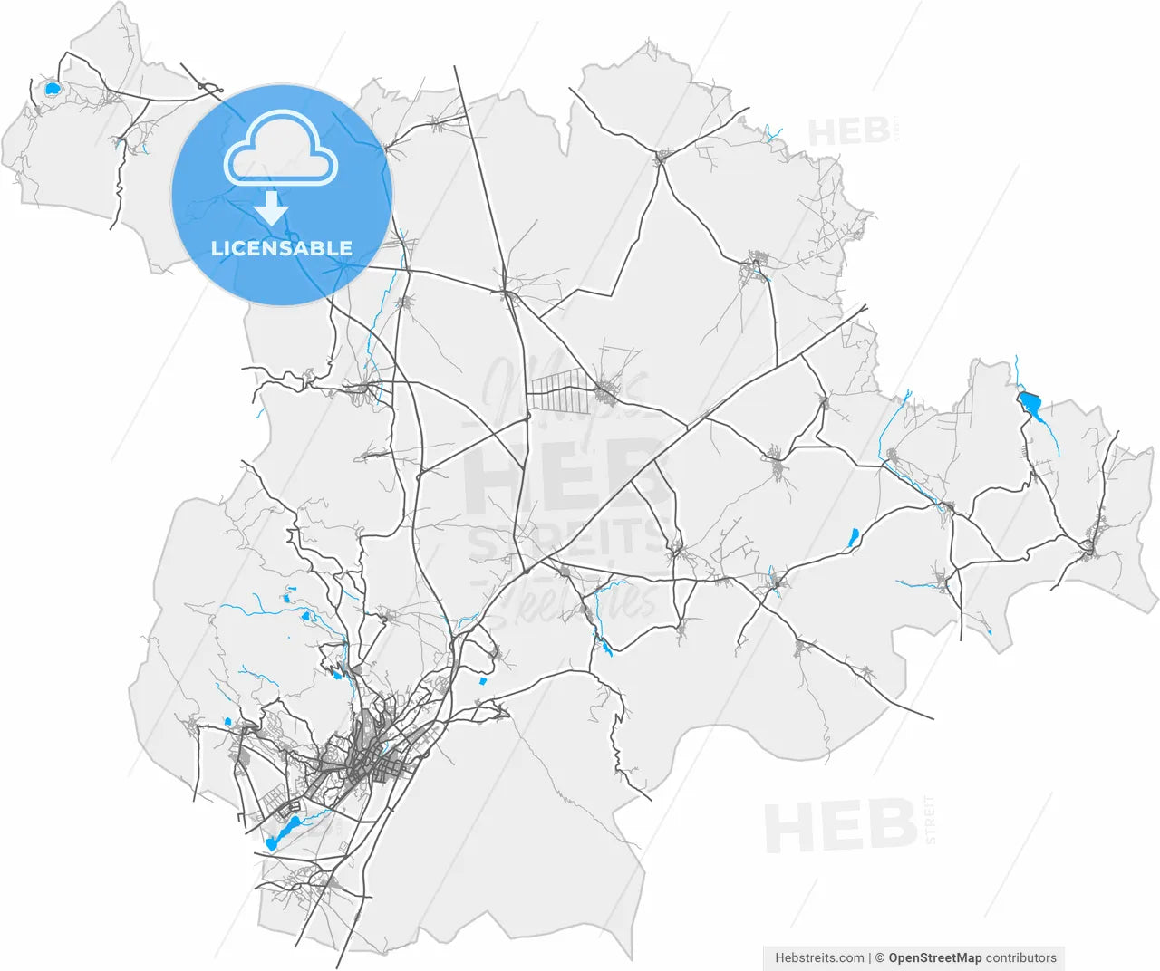 Niğde, Niğde, Turkey, high resolution vector map - Instant download PDF and JPG