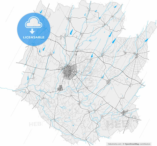 Lüleburgaz, Kırklareli, Turkey, high resolution vector map - Instant download PDF and JPG