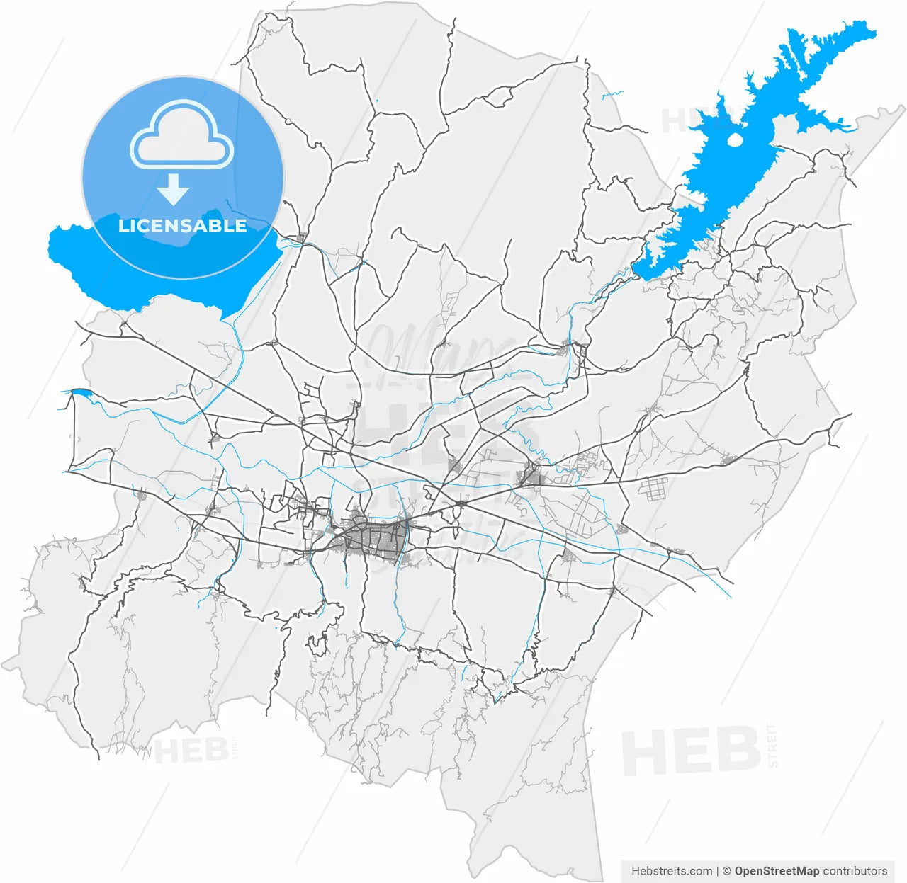 Salihli, Manisa, Turkey, high resolution vector map - Instant download PDF and JPG