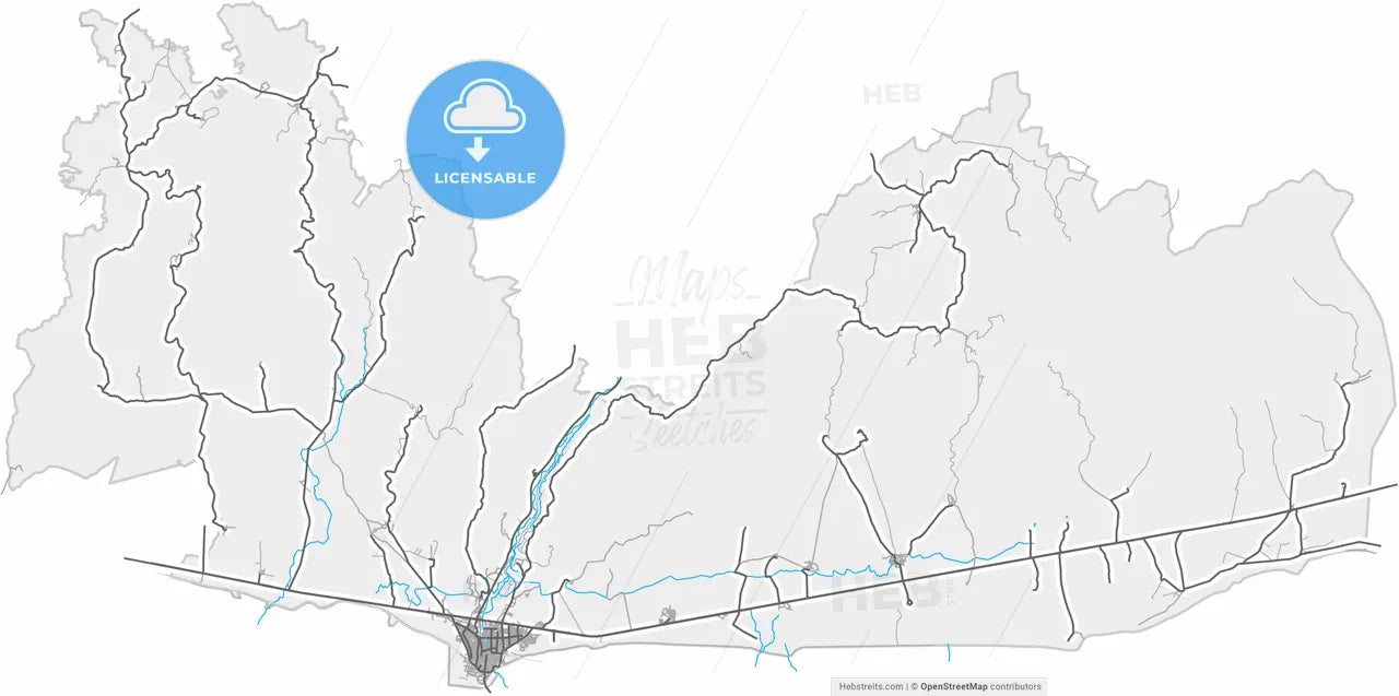 Nusaybin, Mardin, Turkey, high resolution vector map - Instant download PDF and JPG