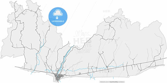 Nusaybin, Mardin, Turkey, high resolution vector map - Instant download PDF and JPG