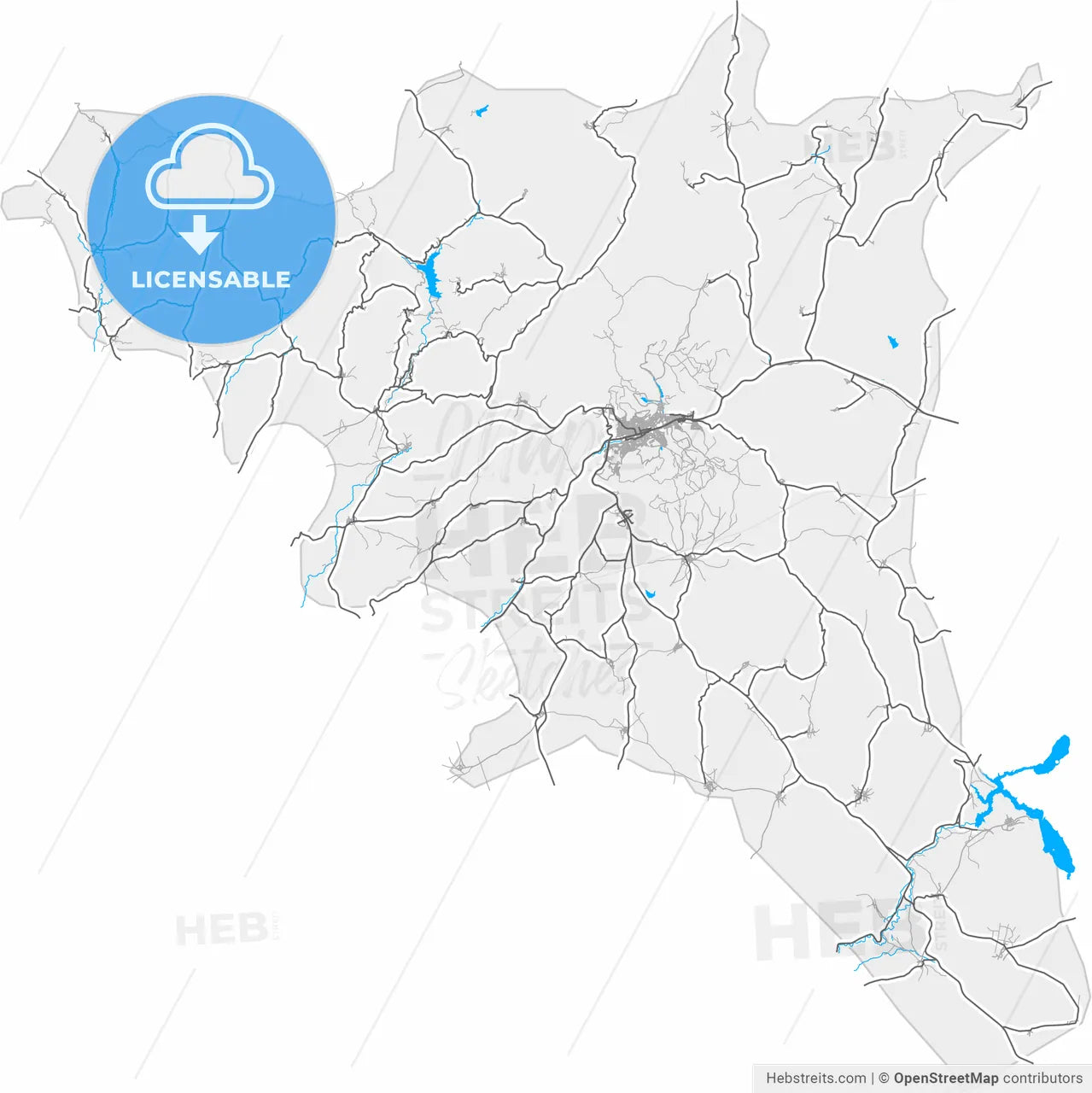 Yozgat, Yozgat, Turkey, high resolution vector map - Instant download PDF and JPG